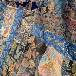 1920’s Quilt Top Antique Tapestry Brocade Velvet grandma handmade cottag…